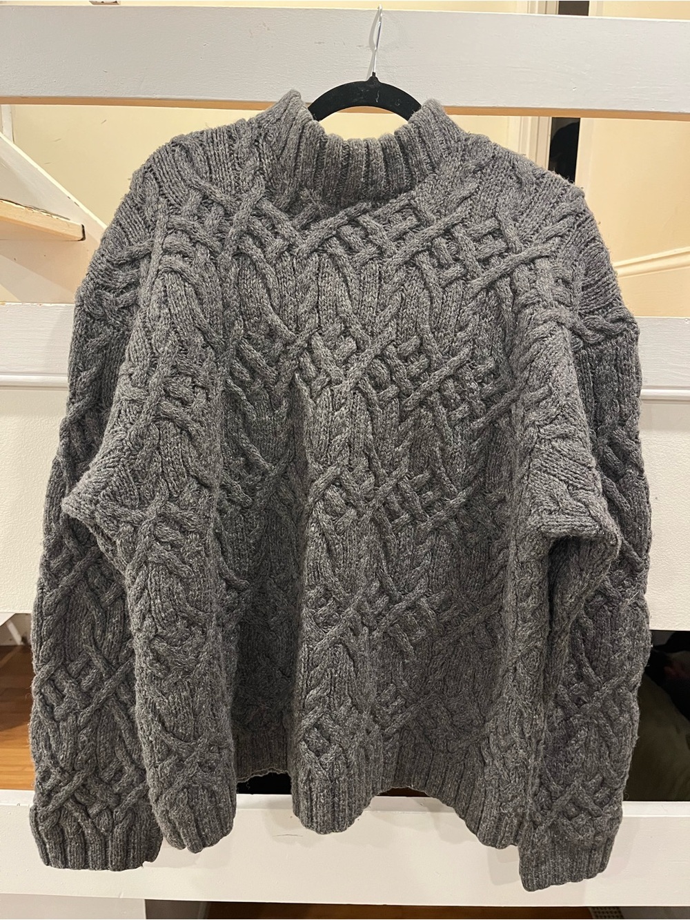 Vintage 90s J. Crew Heavy 100% Wool Cable Knit Fisherman Sweater